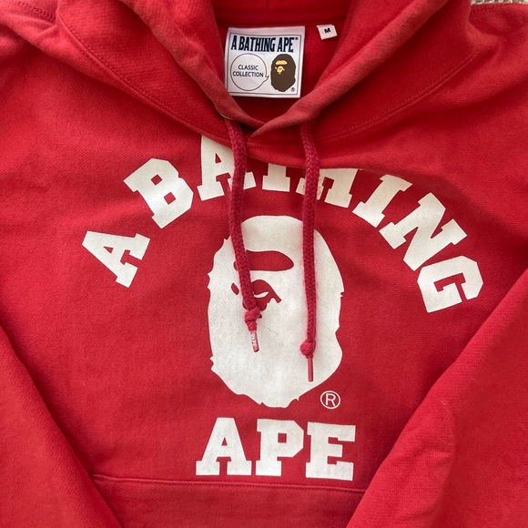 A Bathing Ape Bape Red Sweatshirt Hoodie - Picture 3 of 8